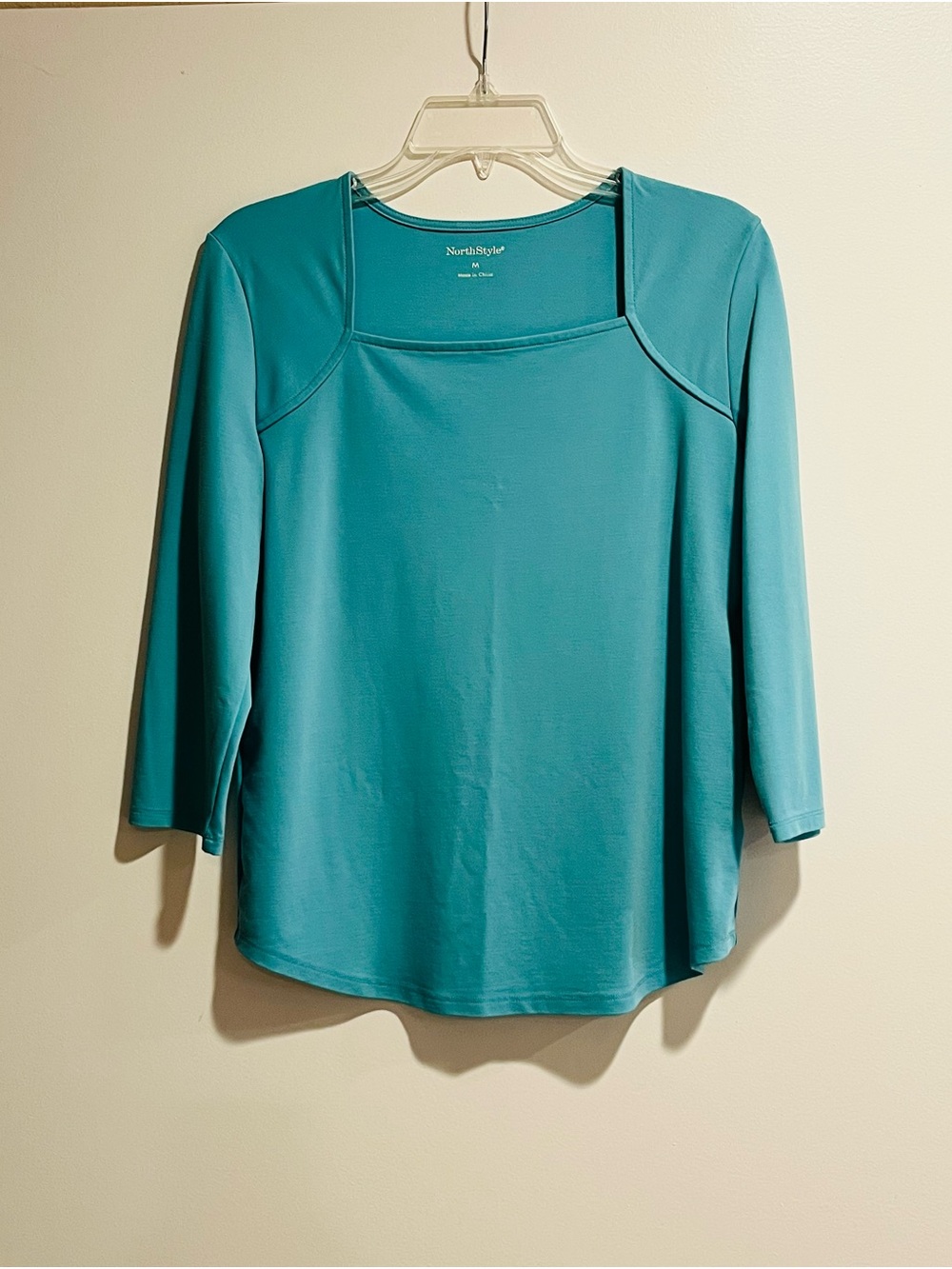 NorthStyle Teal Square-Neck 3/4 Sleeve Top
